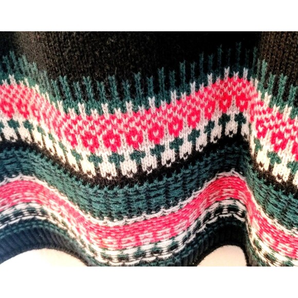Athleta Sweater Dress Knit XXS Black Pink Green Gray Fair Isle Nordic Holiday - Picture 3 of 6